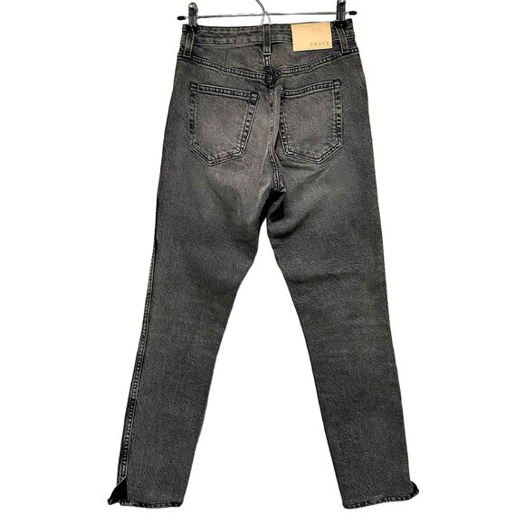 TRAVE‎ DENIM Lawson High Rise Button Fly Slim Straight Leg Jeans • 24 • grey - Picture 4 of 13